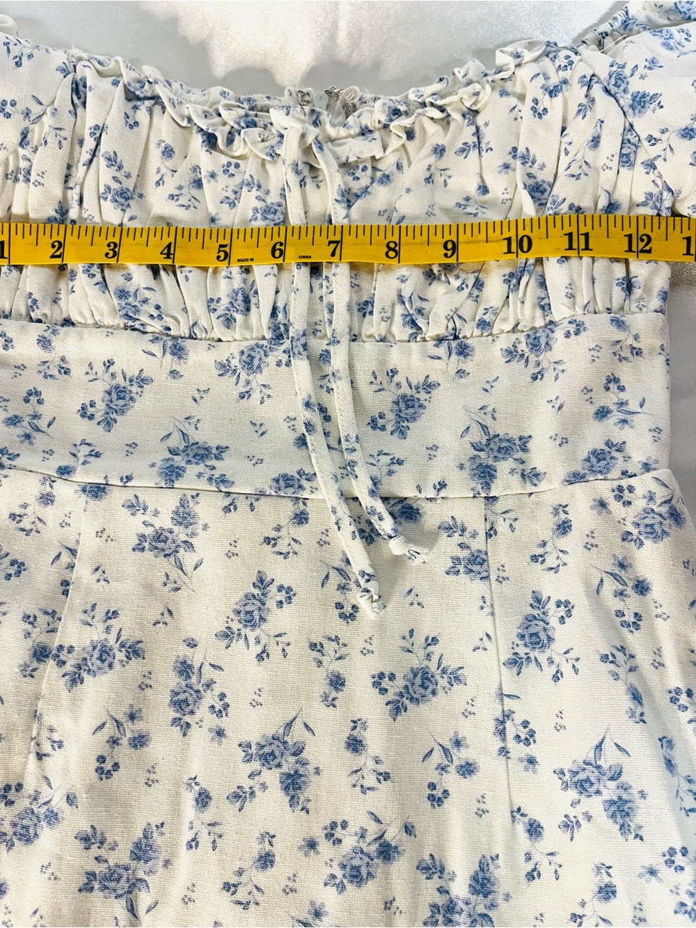 Altar'd State White Mini Dress with Blue Floral Print - NWT - Picture 10 of 12